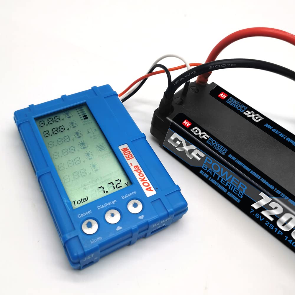 Batería Lipo 2S 7.6V 7200mAh 140C Con Conector Deans T | Ligera 245g Y Medidas 138x48x18.5mm | Ideal Para Coches RC 1/8 Y 1/10 De Losi, HPI, Axial, Tamiya