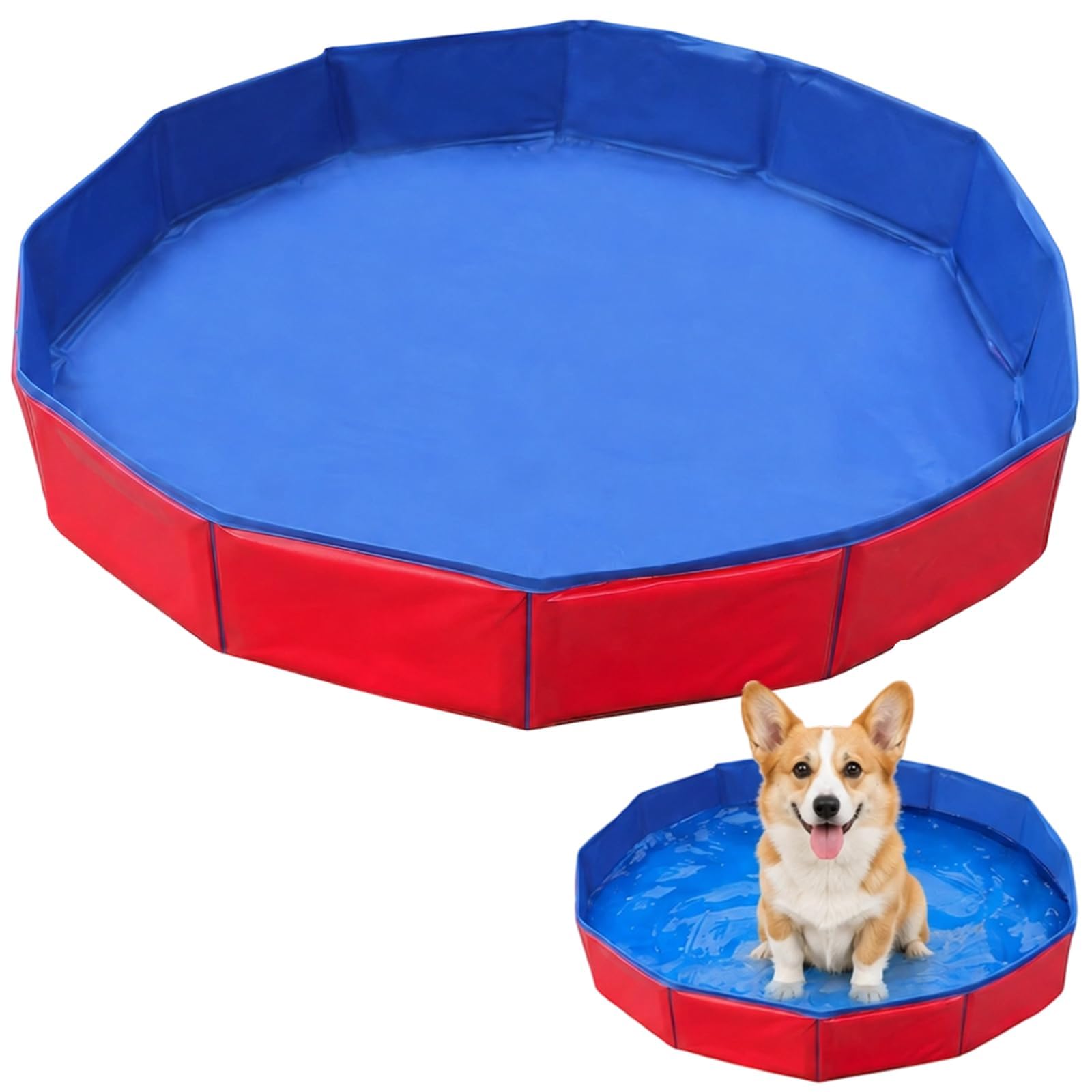 1 Dog Pool, Plastic Paddling Pool for Dogs, Small Paddling Pool for Pet Bathing and Outdoor Water Play, Red 50 cm Diameter 10 cm Height