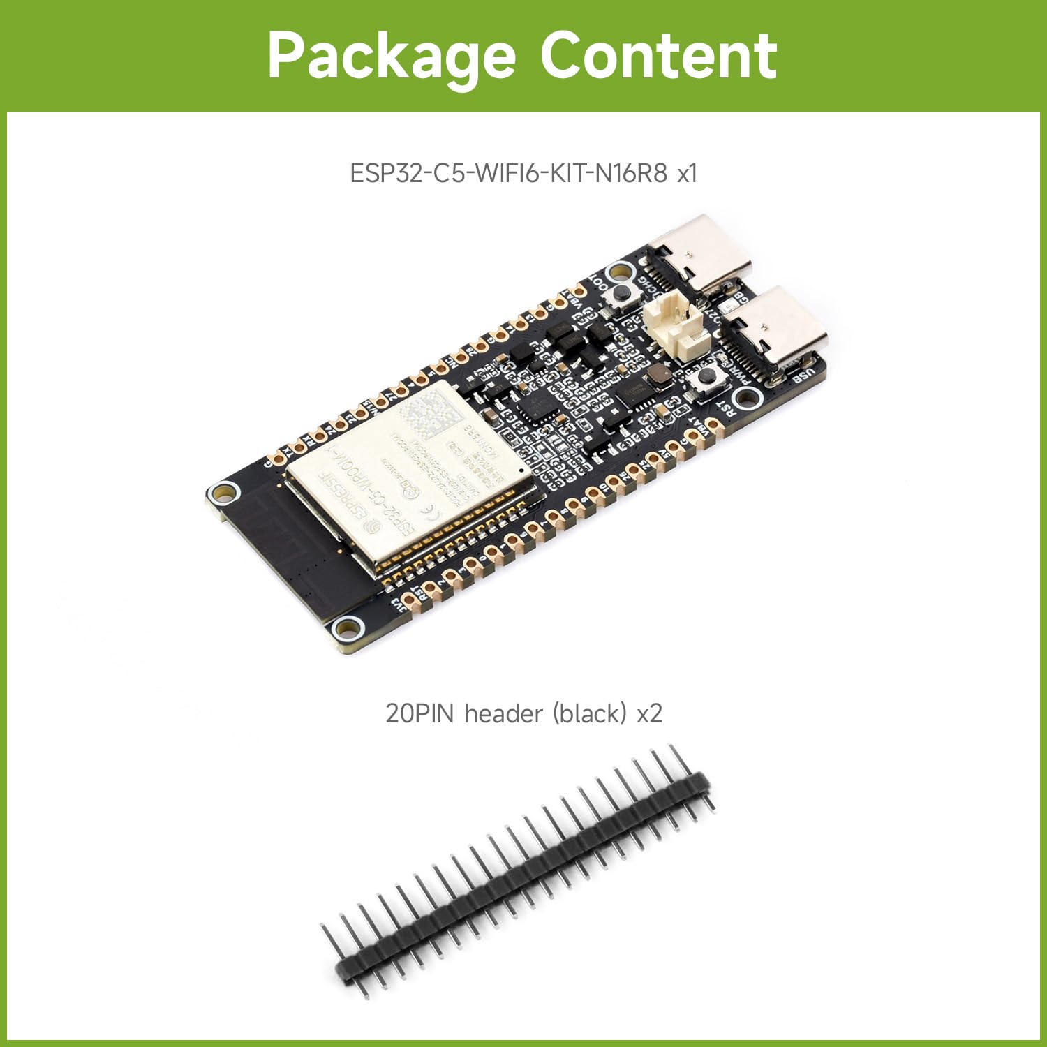 Waveshare ESP32-C5 Dual-Band Wi-Fi 6 Development Board 16MB Flash 8MB PSRAM 240MHz RISC-V Processor ESP32-C5-WROOM-1 Module