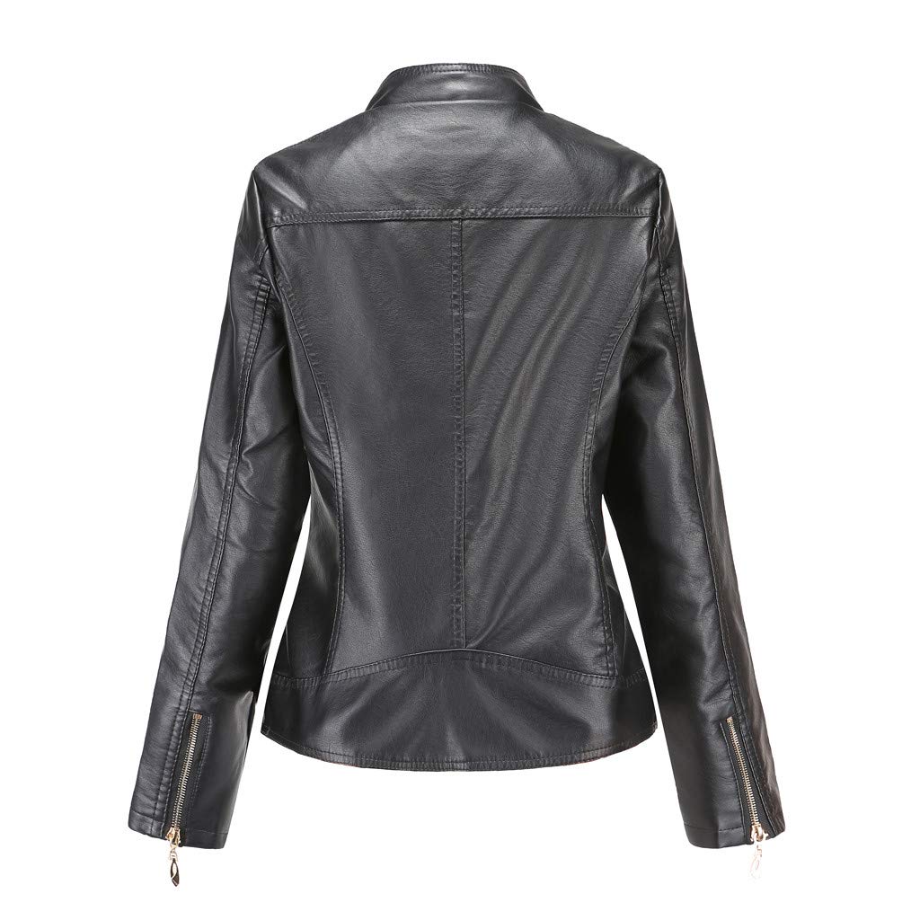 Chaqueta De Cuero Mujer Larga, Cazadora Polipiel Mujer Chaqueta Mujer Entretiempo Entallada Elegante Moto Biker Chaqueta Corta Chaqueta De Motociclista Jacket Coated Biker para El Otoño, Primavera