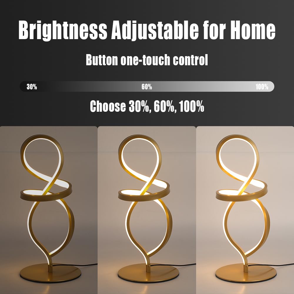 Lámpara de noche dorada regulable Lámpara de mesa LED de 15 W, lámpara de escritorio con 3 temperaturas de color para el hogar y la oficina, Lamparas de Mesita de Noche para trabajar y estudiar