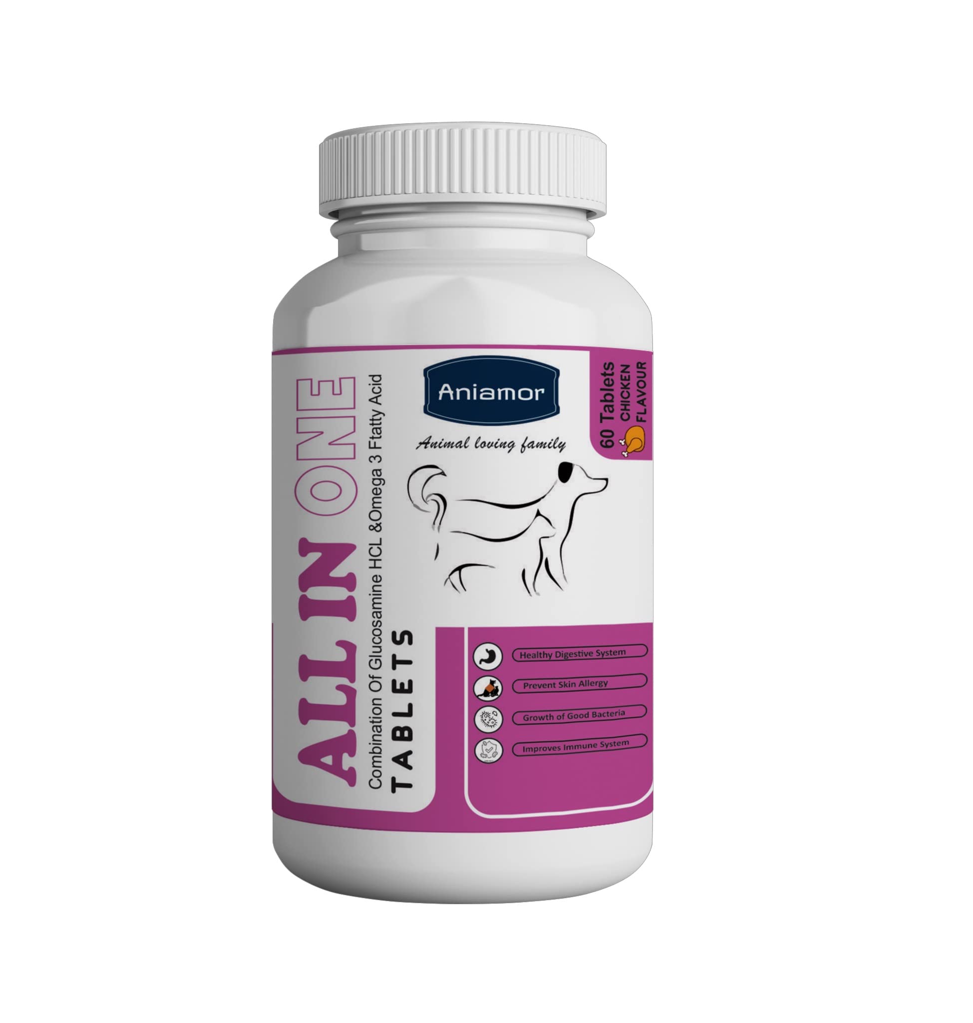 Aniamor All in One Tablet for Dogs and Cats | Useful for All Health Purposes | Dogs and Cats Supplement | for All Life Stages | Chicken Flavour | 60 Tablets (B0C5QSCFVX) Amazon Price History, Amazon Price Tracker