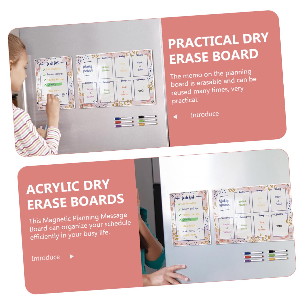 STOBOK 1satz Magnetische Wochenplaner Tafel Für Kühlschrank Abwischbare Acrylic Planungsboard Mit Whiteboard-stiften Für Tägliche Notizen Und Familienorganisation
