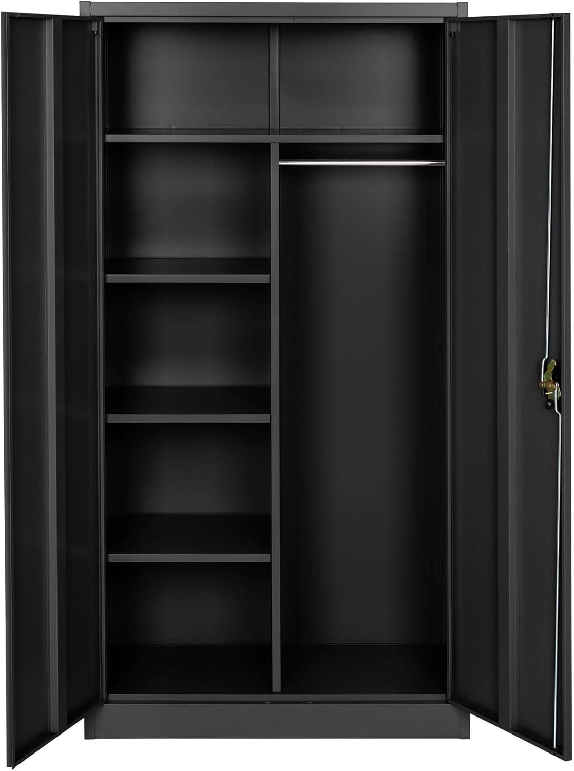 Interior view of the TecTake Metal Office Cabinet with empty shelves