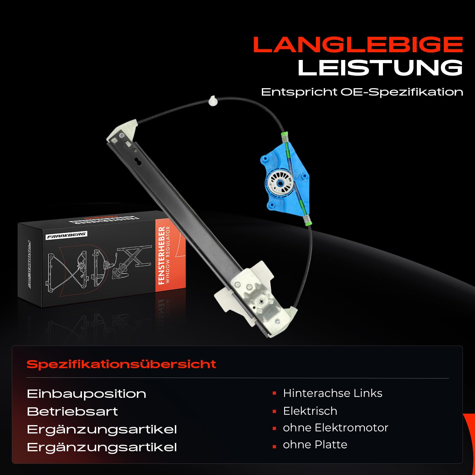 Frankberg Fensterheber Ohne Motor Hinten Links Kompatibel mit A4 8E2 B6 A4 Avant 8E5 B6 Alle Motoren Limousine Kombi 2000-2004 8E0839461B