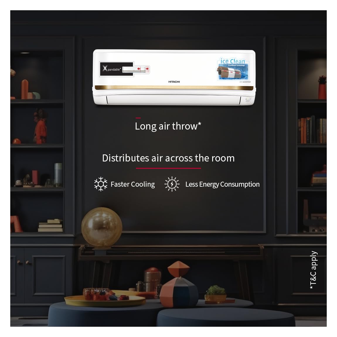 Hitachi 1.5 Ton 3 Star, 4Way Swing, Wi-Fi Enabled, Ice Clean, Xpandable+, Inverter Split Ac (100% Copper, Dust Filter, 3500Swxl Ras.v318Pcbish, White)