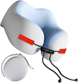 Nackenkissen für Reisen, Memory Foam Cushion, 24 x 24 x 14 cm, verstellbare Nackenstütze, tragbar, weich für Zuhause, Recliner, Auto, Bett, Flight, Hiking, Backpacking, Nursing, Arbeit