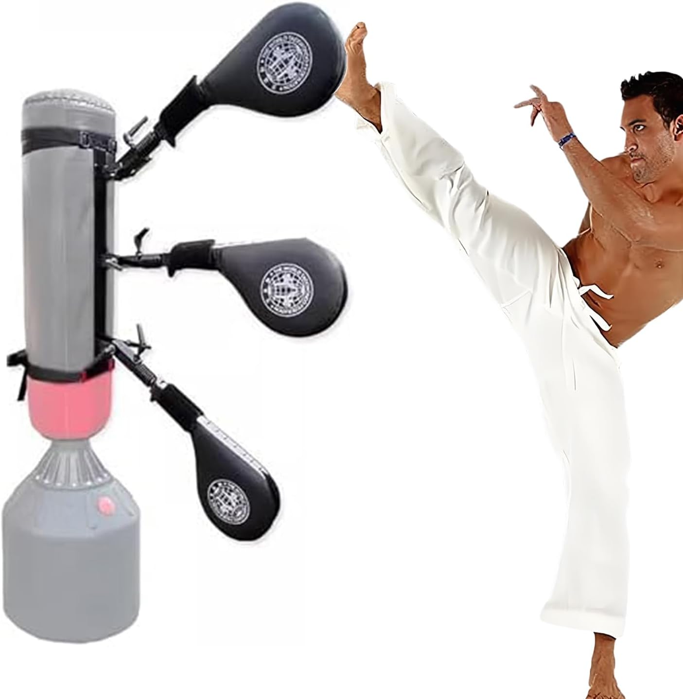 Martial Arts Training Dummy Set,Adjustable Kick Pads for Taekwondo and Punching Practice, Enhances Strength and Accuracy