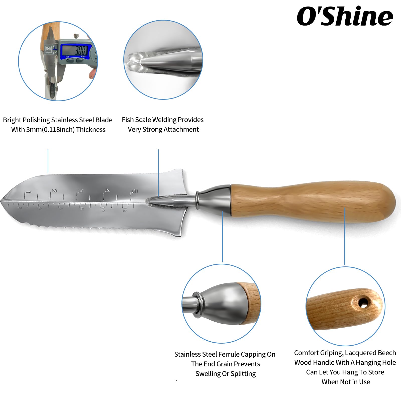 O'Shine Truelle de jardin grande taille 17,8 cm