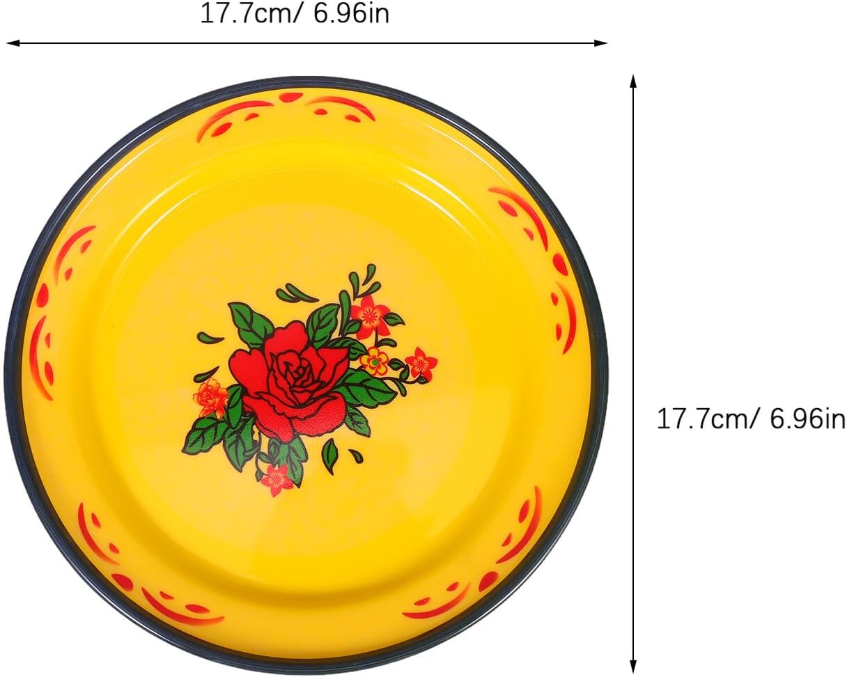 Unbreakable Melamine Bbq Dinner Plates Set with Floral Design, Stackable Serving Platters for Outdoor Lunch, Party and Camping Tableware