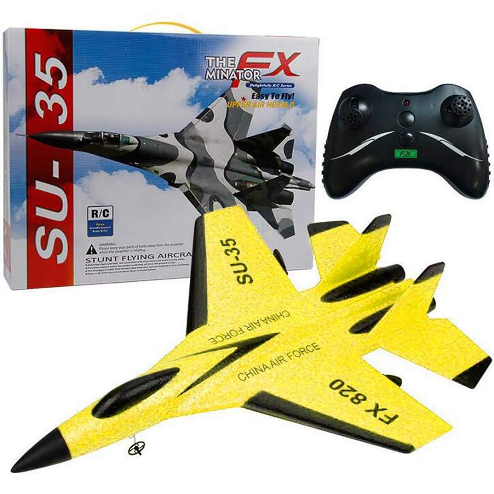 Remote-control airplane drone with 2.4GHz and 2 channels, ideal for controlling flying paper aircraft toys both indoors and outdoors. The Greatest Gift for Adults and Kids Easy to Fly (YELLOW)