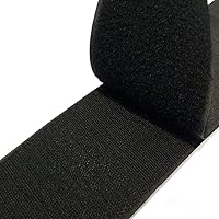Vista 4 de Cinta de velcro de 2 pulgadas de ancho, color negro, no adhesiva, tela de nailon negro, juego de cierre de cinta de velcro para bolsos, ropa