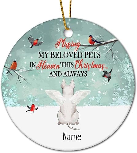 Miniatura 10 de Miss My Beloved Pets in Heaven Ornament Custom Pet Ornaments Xmas Circle Ceramic Ornament Personalized Dog Keepsake Pet Memorial Gift, Pet Loss