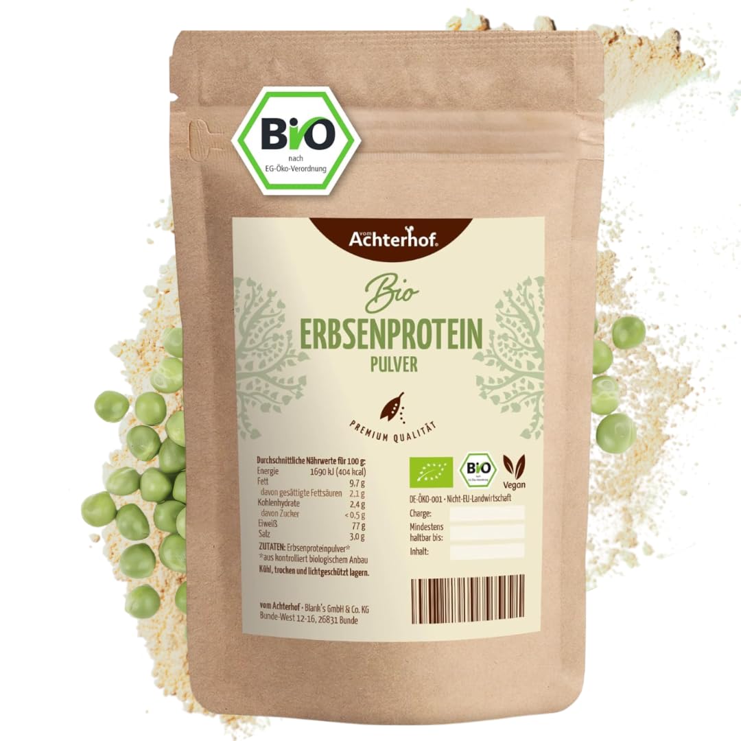 Erbsenprotein Bio | 1 KG | 80% Proteinanteil | Veganes Proteinpulver | direkt vom Achterhof