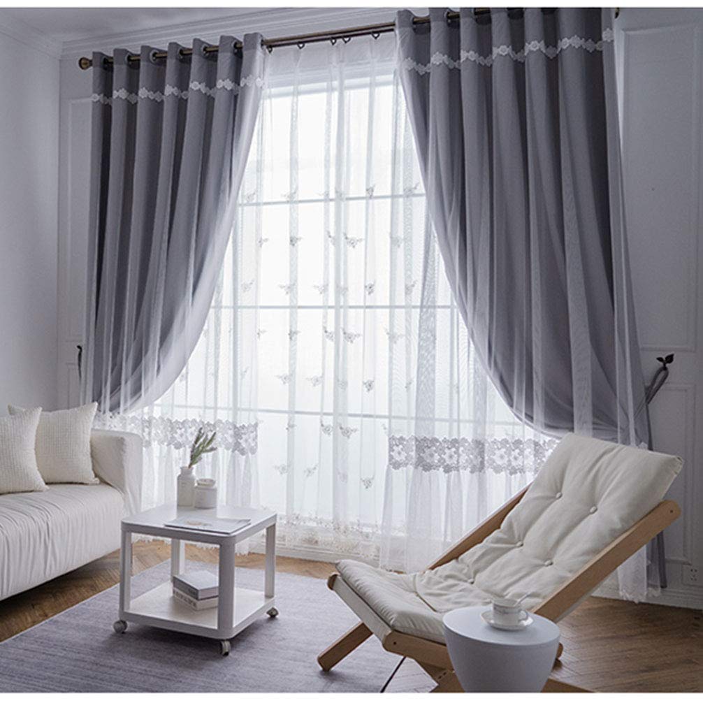 Rideau occultant gris et thermique à œillets pour chambre d'enfant