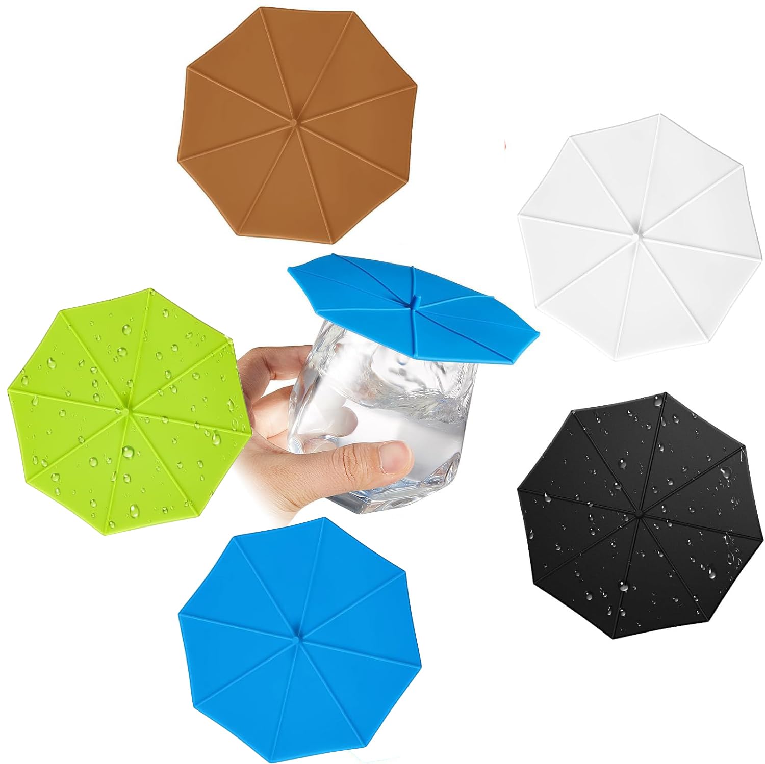 CyanCloudSilicone Cup Lids, Anti-Dust Mug Covers, Coffee Mug Suction Seal Lid Cap,5 PCS Food Lids for Cups, Bowls, Plates, Pots, Pans, Skillets, Stovetops, Ovens, and Refrigerators Kit