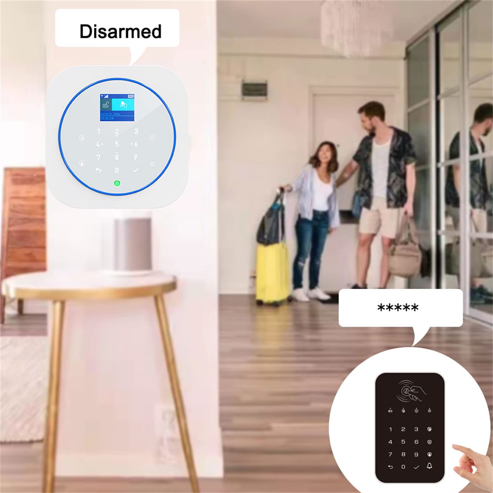 SXA Sistema di Sicurezza Allarmi, Allarme Antifurto Domestico WiFi Wireless 433 MHz gsm TFT LCD Tastiera Touch 11 Lingue E Controllo App TUYA WiFi per L'home Office,B