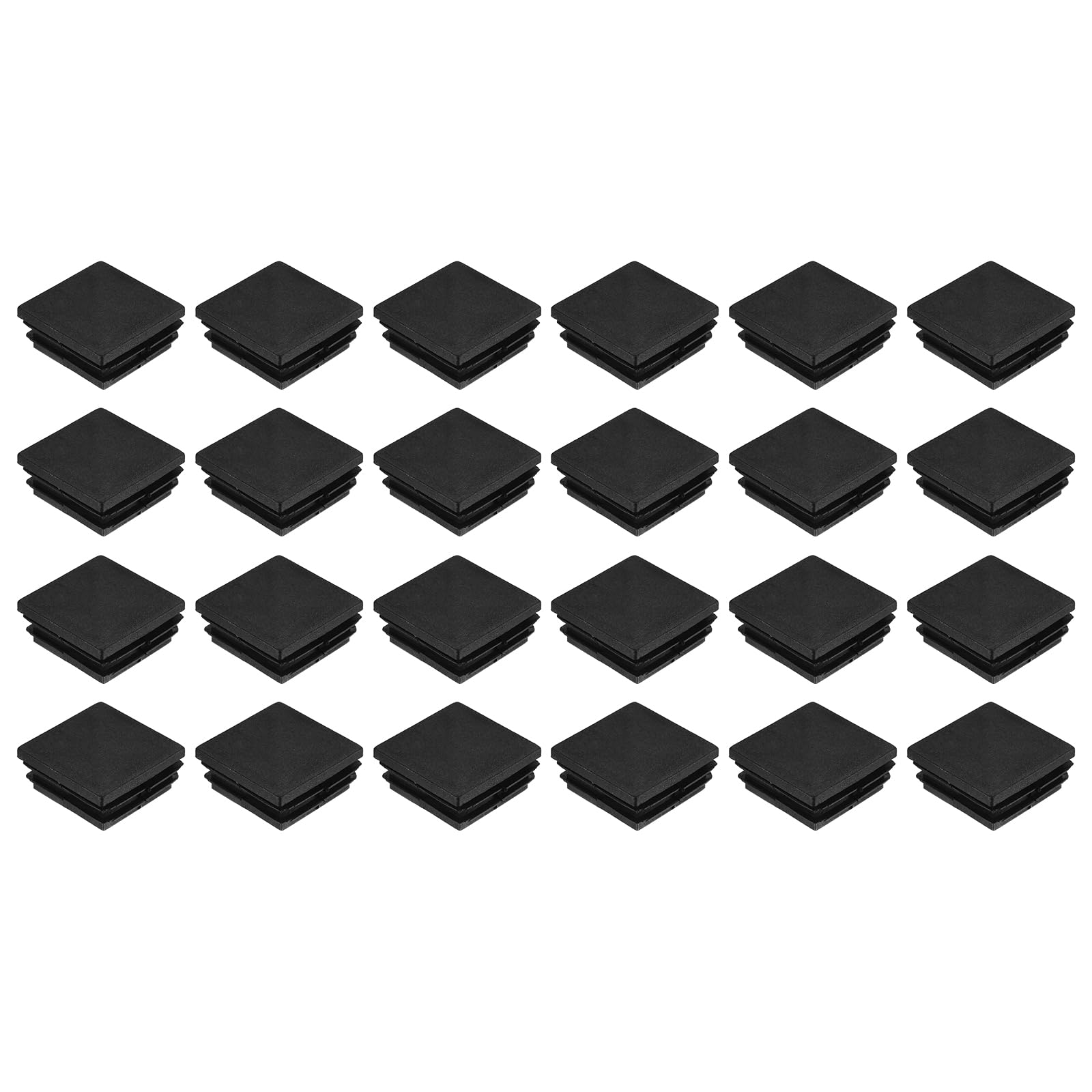 uxcell 24Pcs Square Plastic Plugs, 40 x 40mm/1.57 x 1.57inch PE Pipe Tubing End Caps for 34-38mm/1.34-1.5inch Square Tube Furniture Chair Leg, Black