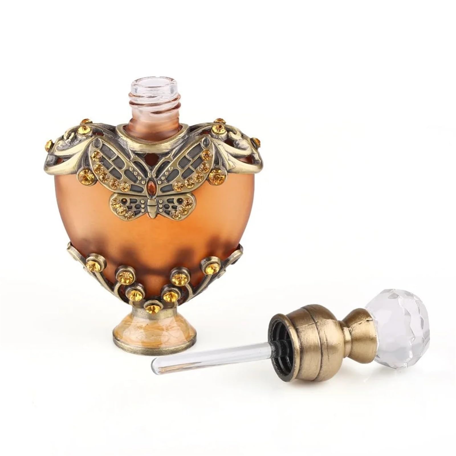 Atomizador de perfume, Botella de perfume 5ml Forma corazón Cristal Latón