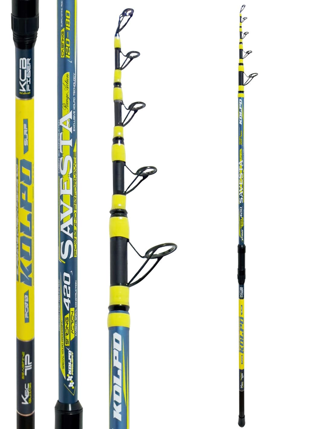 Kolpo Savesta Canna da Surfcasting Telescopica, 4.20 m, Carbonio Alto Modulo