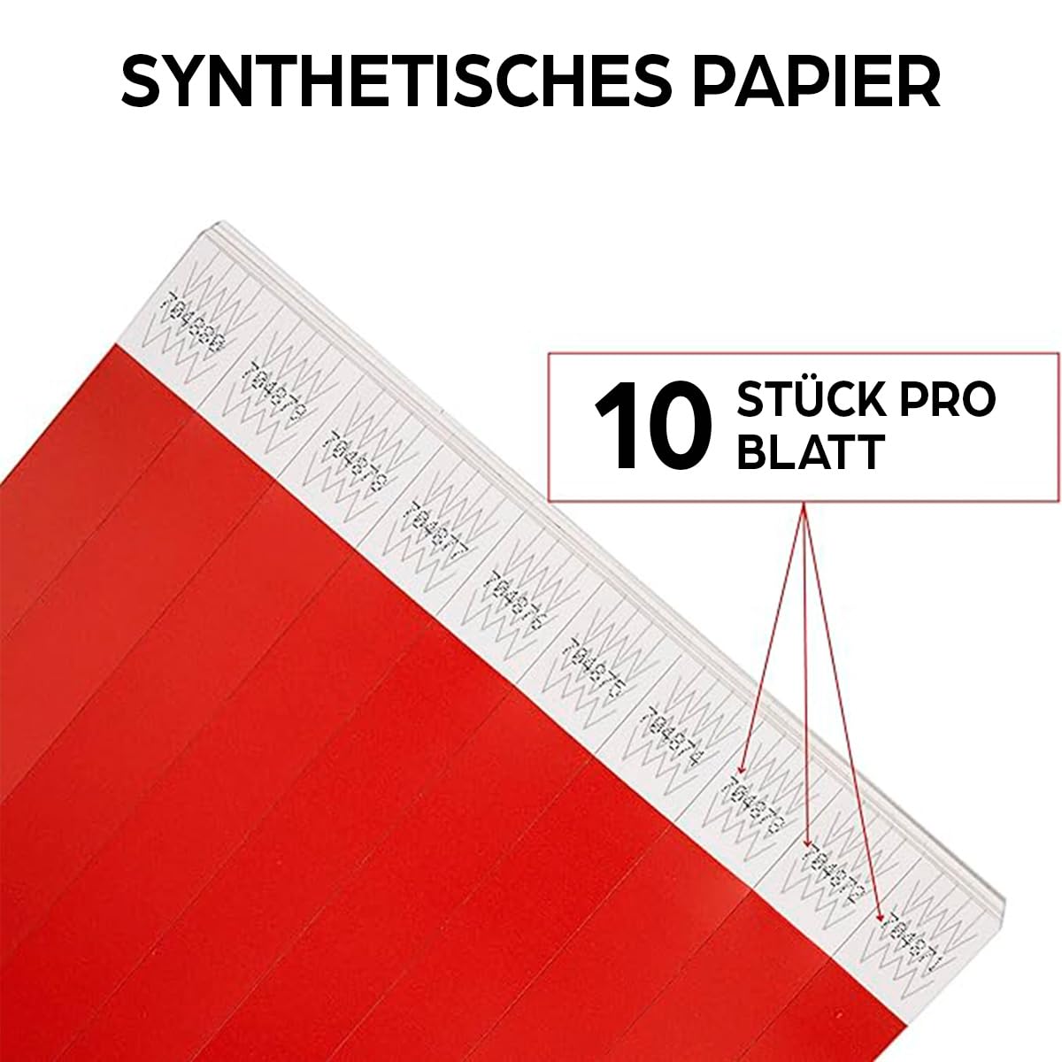 Einlassbändchen Papier - Eintrittsbänder 500 Stück - Einlassbänder - Festival Armbänder - Party Bändchen Einlass Eintritt - eintrittsbändchen - Bänder Club - wristband - Red
