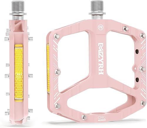 Vista 34 de MZYRH Pedales de bicicleta de montaña, pedales MTB, 9/16 pulgadas, antideslizantes, ligeros, de aleación de aluminio, pedales de bicicleta