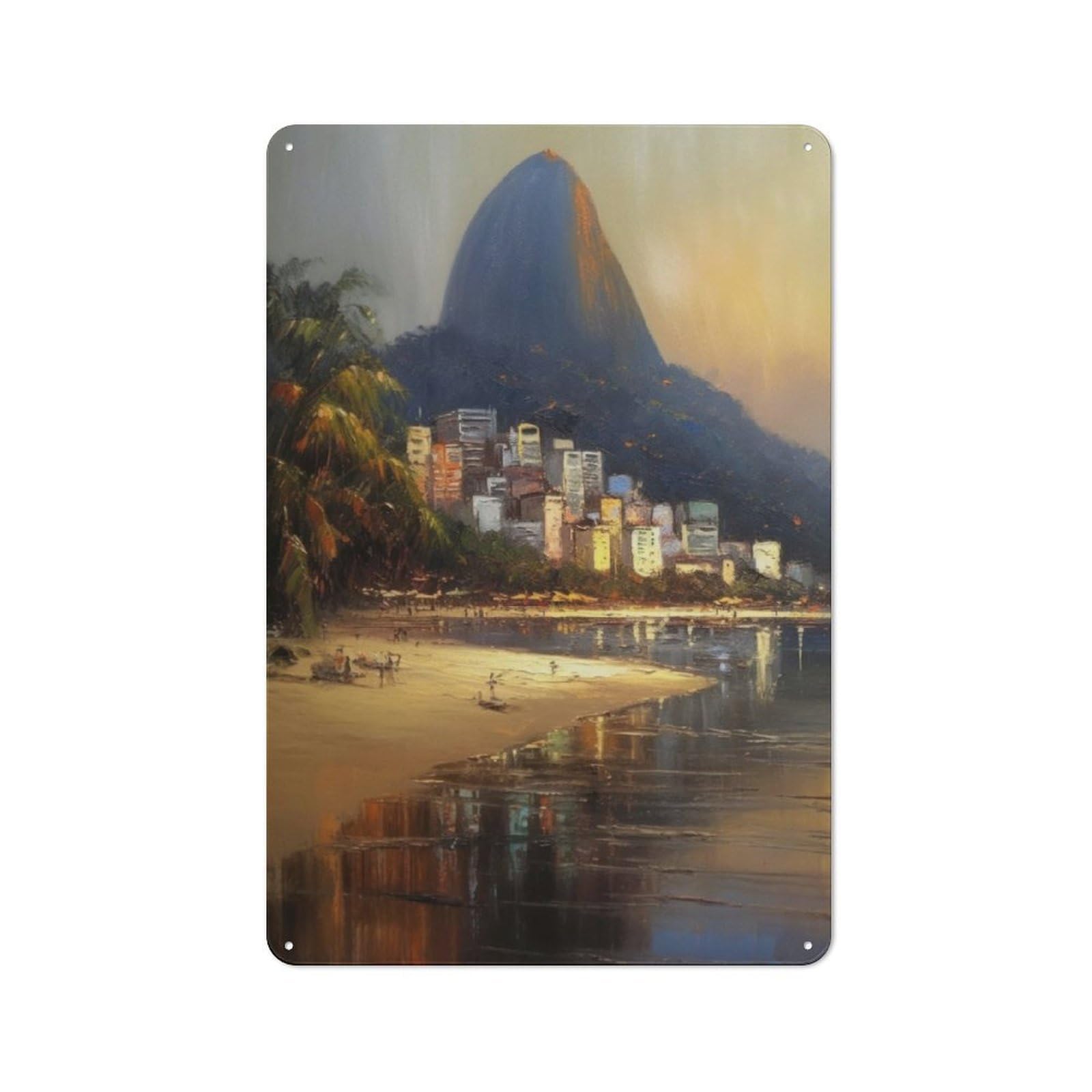Junmoney Rio De Janeiro Art Rustic Tin Sign 30X20cm For Café Or Restaurant, A Decorative Christmas Gift For Hospitality Interior Collectors