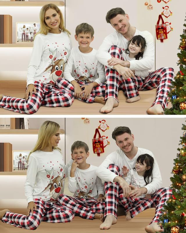 Pigiami Natalizi per Tutta la Famiglia, Pigiama Natale Famiglia Invernale Pigiama Natalizio, Manica Lungo Donna Uomo Pigiami di Natale Famiglia, Pigiami Natale Coppia Pigiama Natale Bambino Bambina