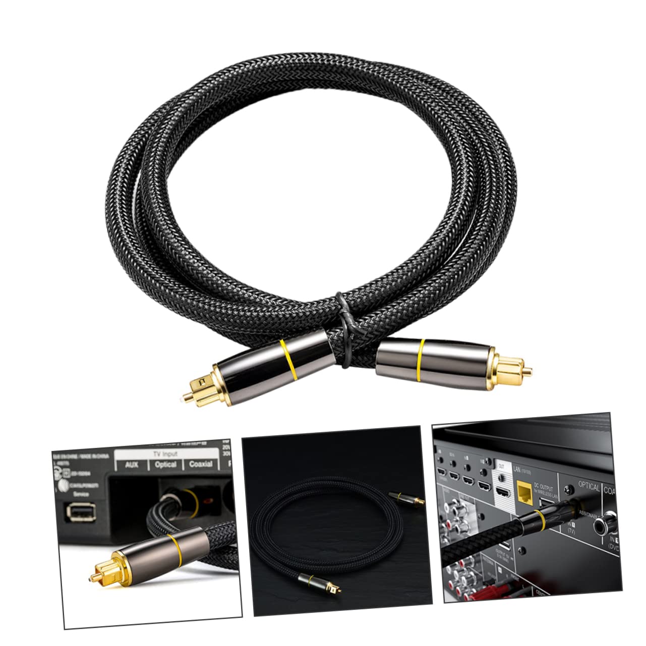 Câble Audio Optique Numérique 15 Mètres Contacts Plaqués Or, Fibre Optique Haute Durabilité, Gaine Tressée Haute Densité, pour Équipements Audio et Amplificateurs