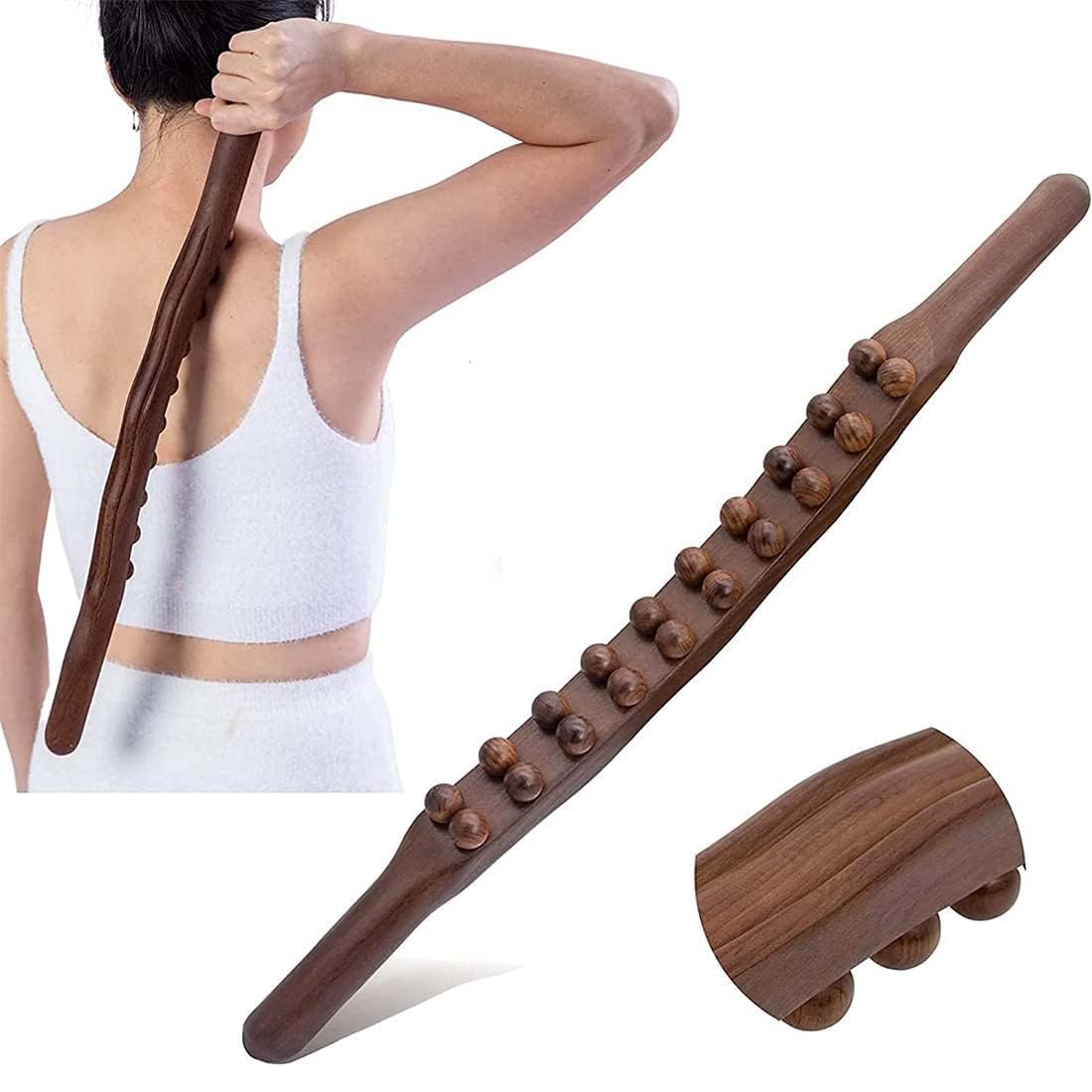 ZELVO Wood Massage Stick Tools Wooden Therapy Scraping Lymphatic Drainage Massager, Double Row 20 Beads Point Treatment Gua Sha Tools for Back Leg Whole Body ZELVO Wood Massage Stick Tools Wooden Therapy Scraping Lymphatic Drainage Massager, Double Row 20 Beads Point Treatment Gua Sha Tools for Back Leg Whole Body