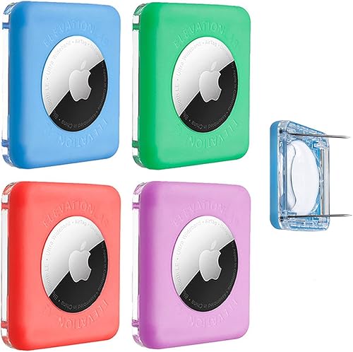 Elevation Lab TagVault AirTag Pin de seguridad (paquete de 4)  El mejor soporte para AirTag para niños  Perfil bajo, no cuelga (azul, rojo, verde,