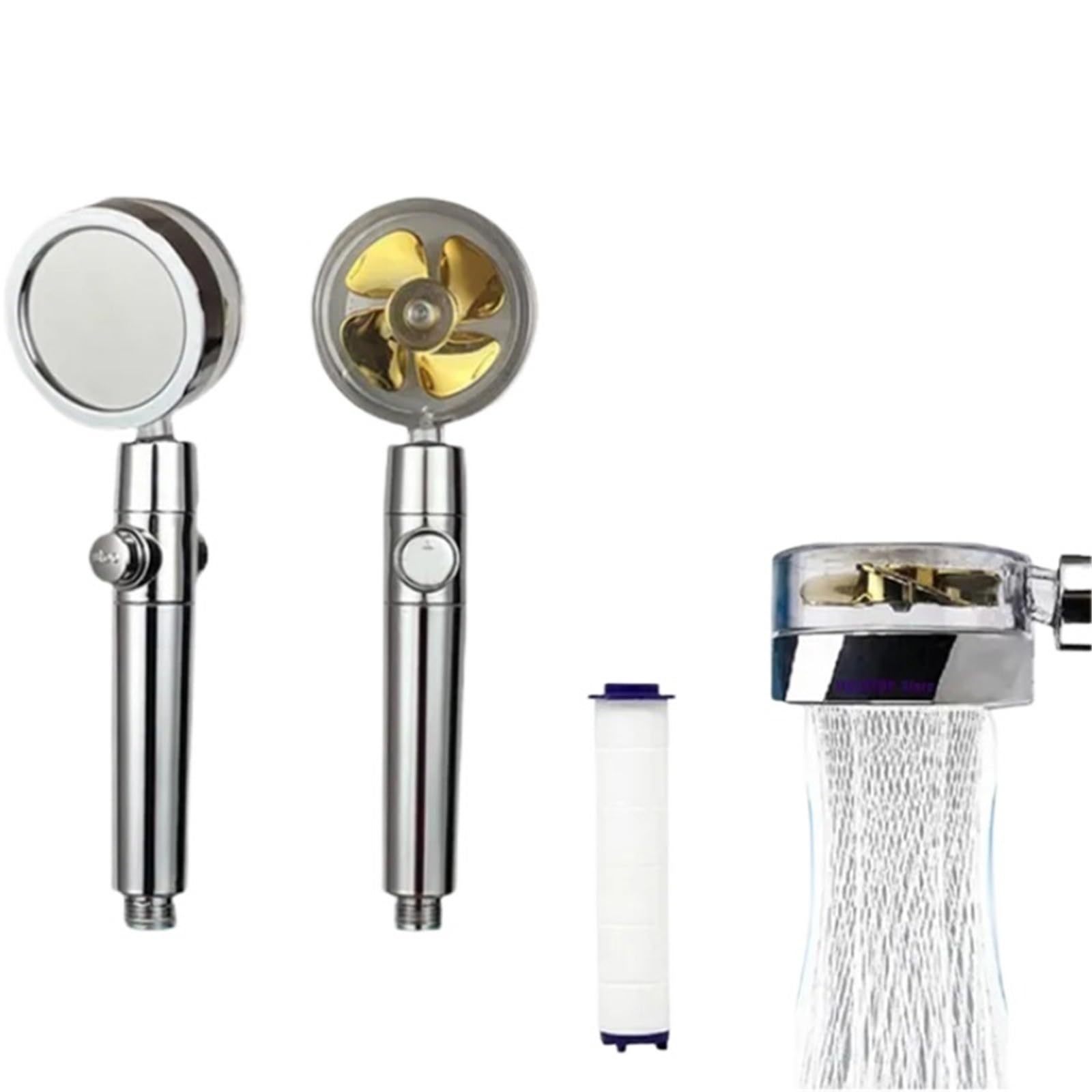 Shower Head Shower Head Rotation Turbo Fan High Pressure Water Saving Spray Adjustable Showerhead Filters Bathroom Accessories for Adults(Yellow)
