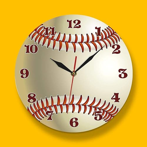 Miniatura 3 de Reloj de pared con diseño de béisbol, decoración de pared para sala de deportes, personaliza tu nombre, reloj de cuarzo silencioso de acrílico,