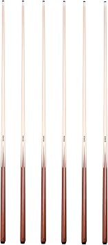 OKKO 1 pc Commercial Pool Billiard Maple Cue Sticks 57, Glue-On Tip, Pack of 6
