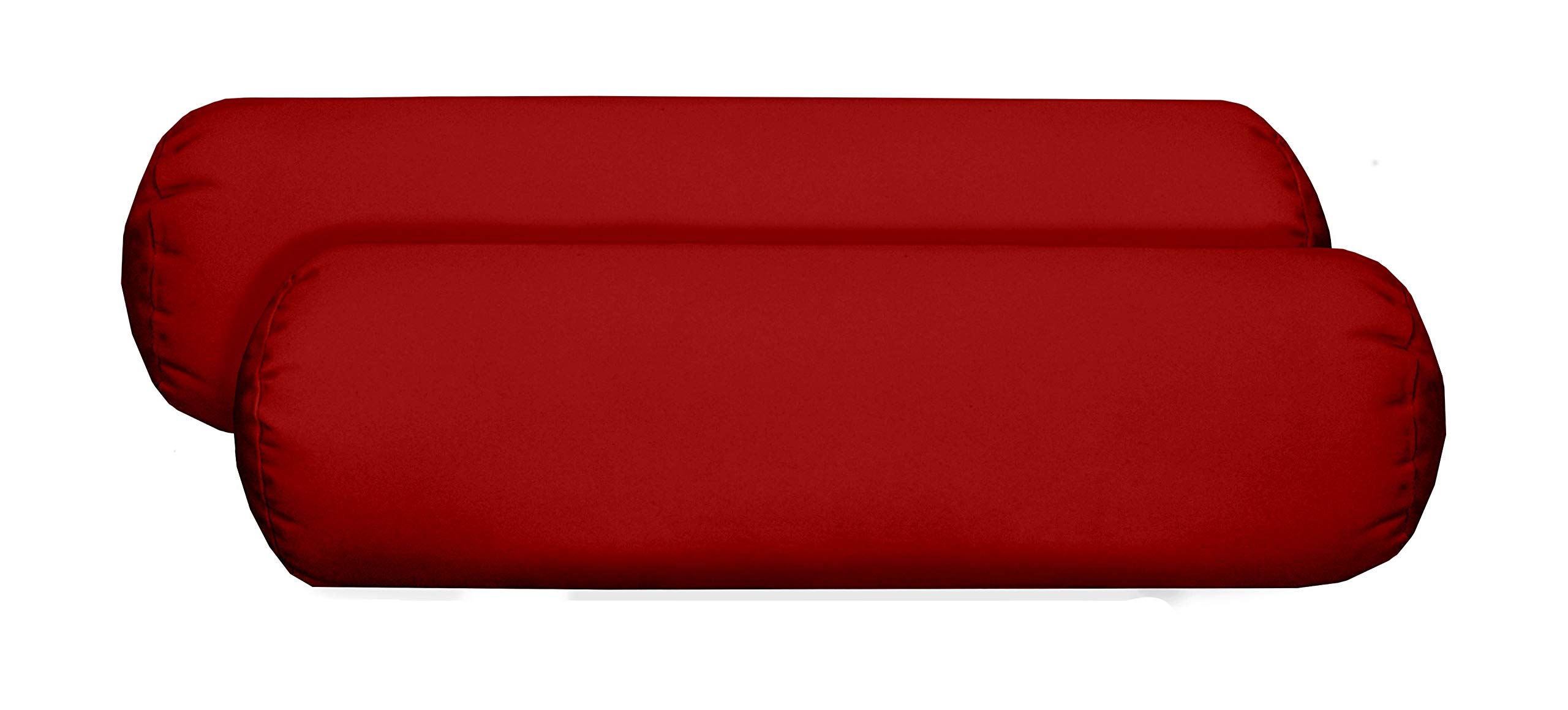 RSH DECOR Set of 2 Indoor/Outdoor Decorative Bolster/Neckroll Pillows - Solid Red