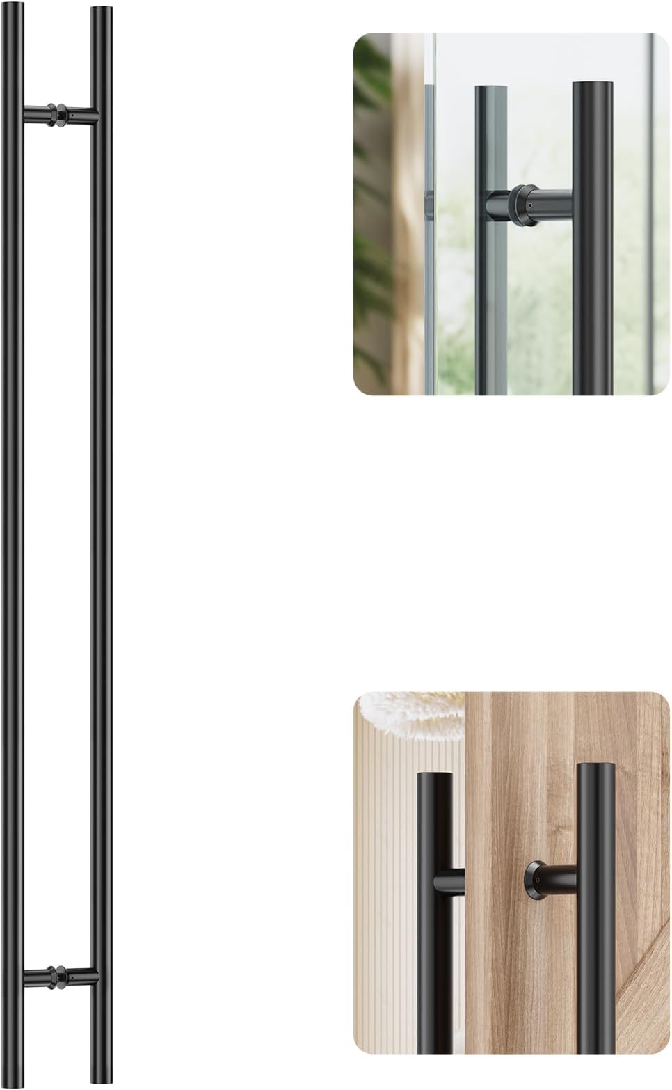 Ranbo Ladder Style 60" Large Push Pull Door Handle,Back to Back,1200mm (47 1/4 inch) CTC, 1.2 mm Thick 304 Stainless Steel, Heavy Duty for Barn,Front,Entrance, Commercial,Glass Doors,Matte Black