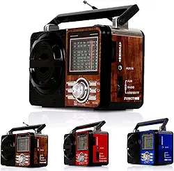 Rádio Portátil Fm/Am Bluetooth Usb Bivolt E Pilha - Caixa De Som 110V/220v Vintage Antigo Retro Recarregavel (Marrom)