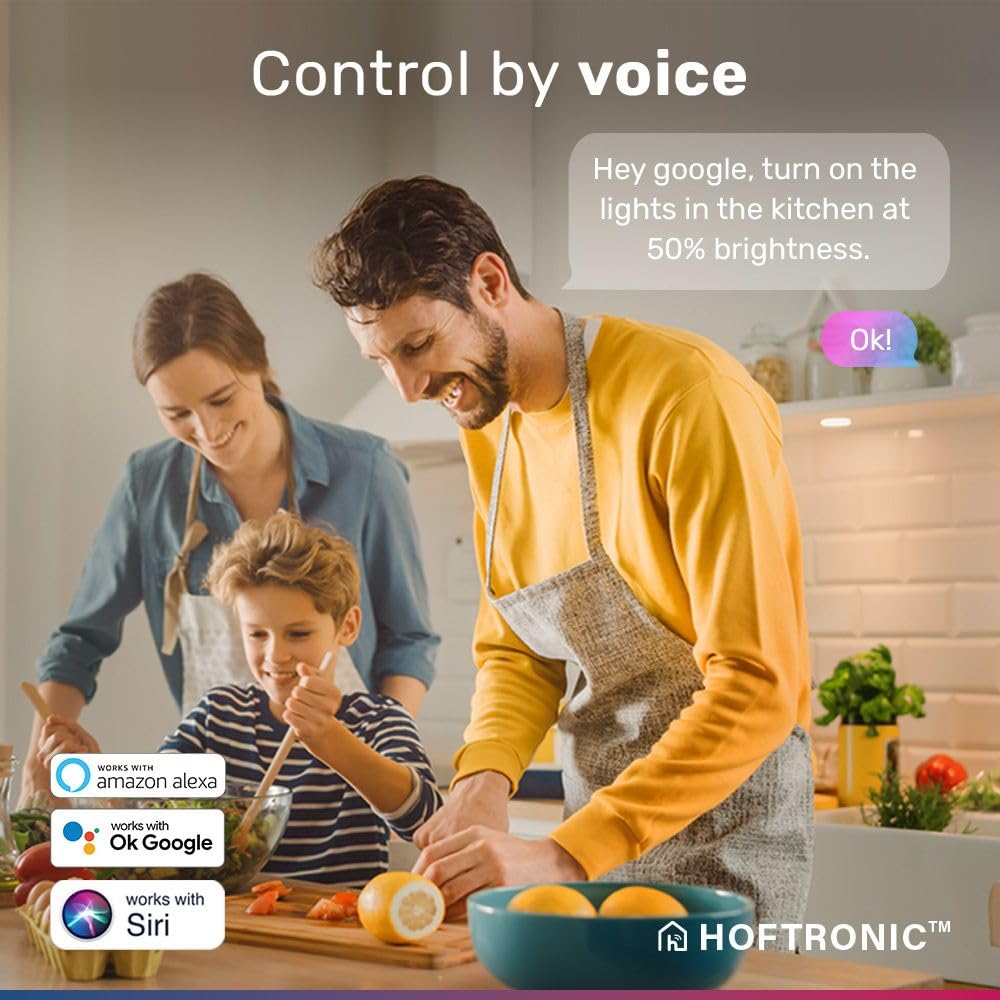 HOFTRONIC - 3er Smart Filament LED Lampe E27 Globe - G95 - WiFi & Bluetooth (seamless connect) Glühbirne - 7W 806lm - 1800(warmweiß)-6500K(Kaltweiß) - kompatibel mit Alexa & Google