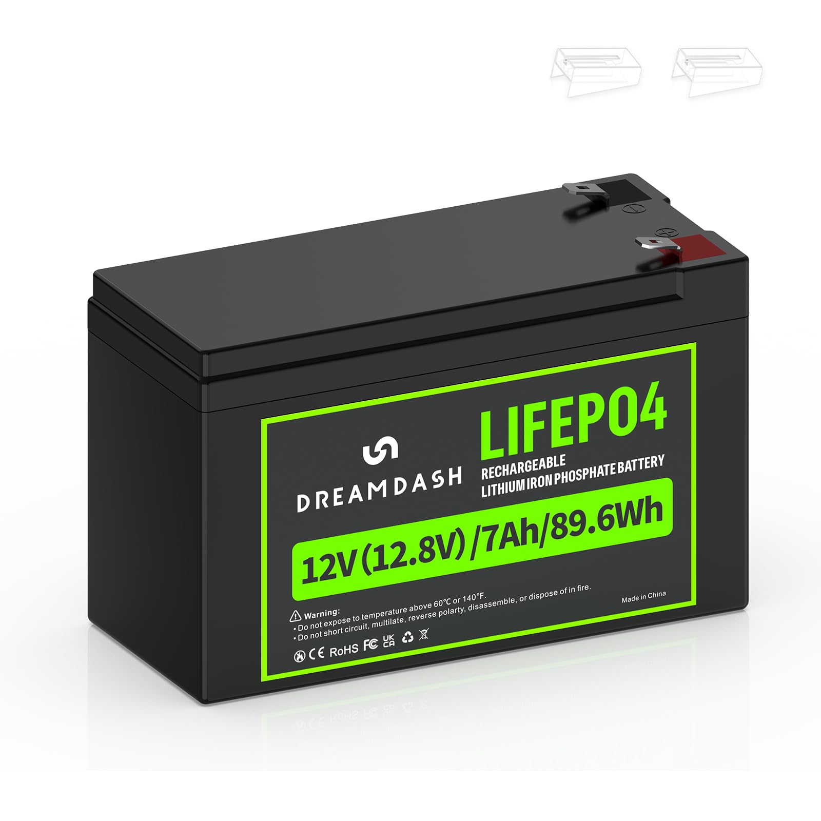 12V Batteria al litio 7Ah ricaricabile LiFePO4 3000 Ciclo Profondo funziona da