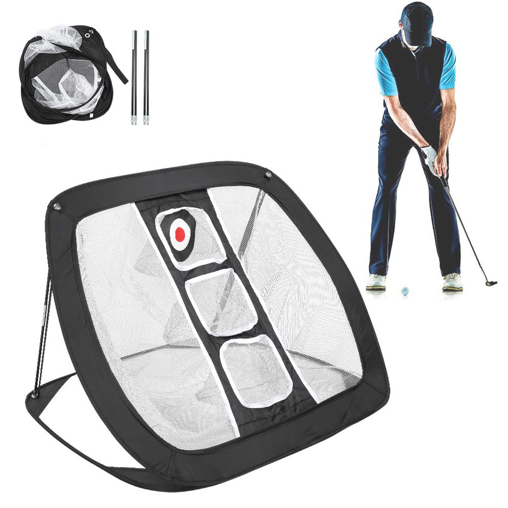 Red de práctica de Golf al aire libre, práctica de objetivo de tenis de Golf, red de golpeo de Golf portátil plegable para interior, equipo de entrenamiento, Red de objetivo de Golf(blanco + negro)