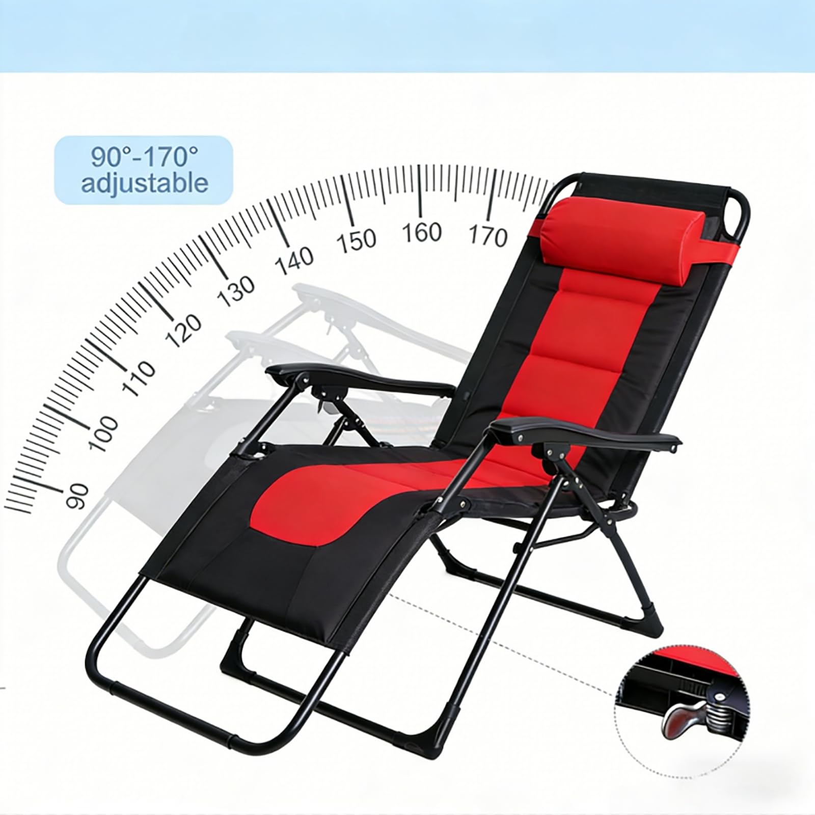 Sdraio Pieghevole, Relax Giardino Sedia Gravità Zero con Cuscino, Sdraio Lettino Prendisole Richiudibile, con Struttura in Acciaio e Poggiatesta Rimovibile, per Giardino Terrazza, Carico 150kg