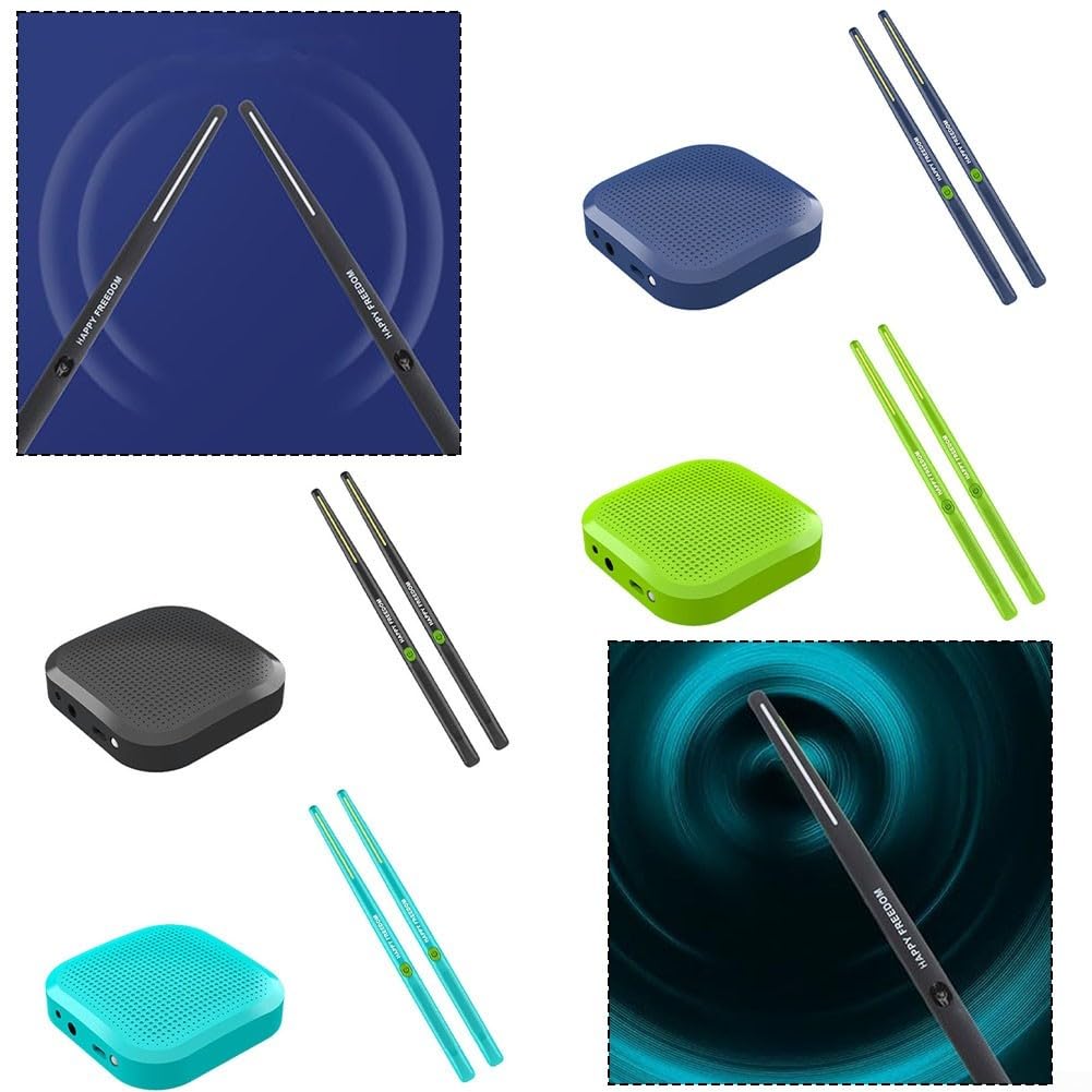 Batteria elettronica portatile con tecnologia di rilevamento del movimento 3D e esperienza sonora di realtà virtuale, per casa, ufficio, pratica all'aperto, blu navy (B-verde)