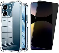 Kit Capa Anti Impactos para Xiaomi Redmi Note 14, Película 5D Privacidade Anti-Curioso, Kit Aplicação, Case Proteção da Câmera, Bordas Antiquedas