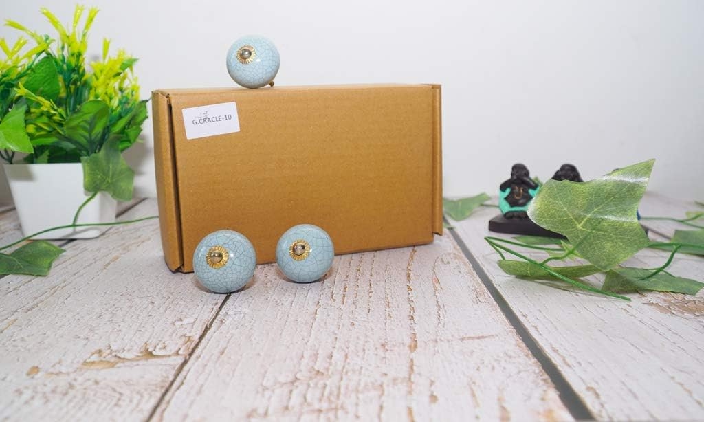 Handcrafted Assorted Colors Knobs | Floral Handles | Ceramic Cabinet Pullers | Mix Vintage Combo Designer Gift; Sky Blue