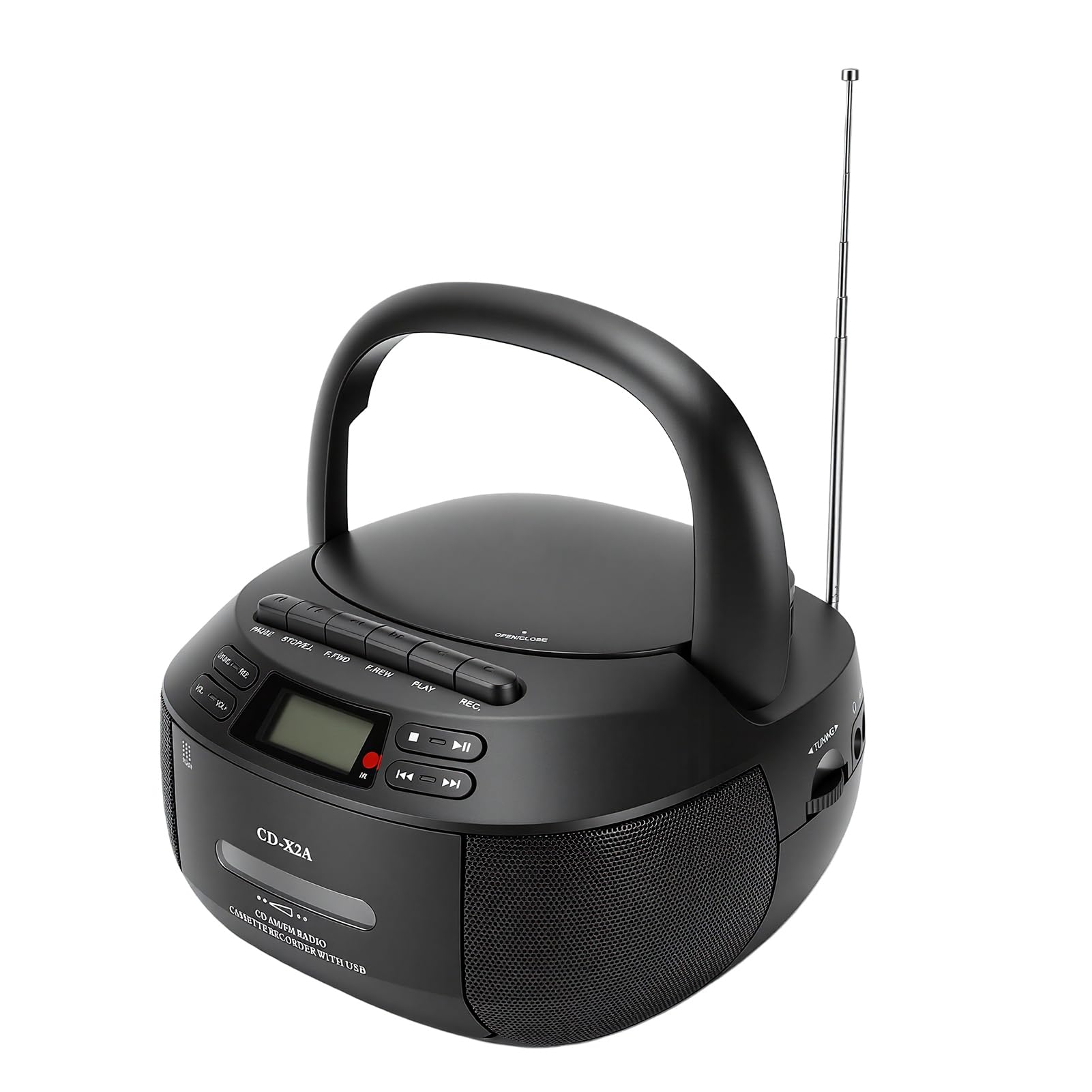 Tosuny Odtwarzacz CD i Kasetowy, Bluetooth, Radio AM FM (Black)