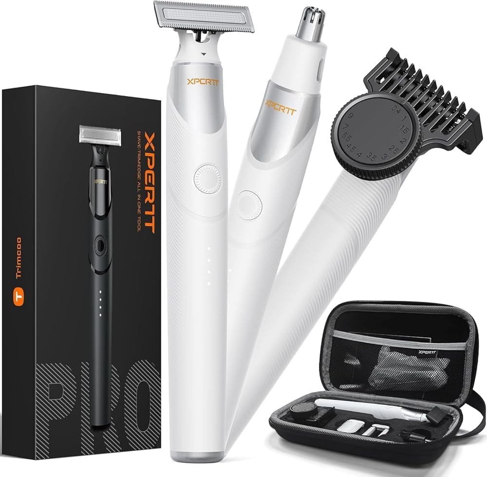 [2025 aggiornato] Kit per barba e peli del naso, [All-in-one] pettine rotante 12 in 1, rasoio elettrico da viaggio per capelli, da uomo, ricarica rapida USB-C, rasoio indolore impermeabile, bagnato