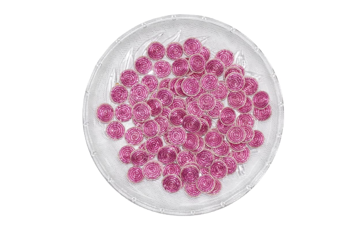 Zari Dabka Round Appliques Patches for Embroidery Lehnga,Suit,Saree,Anarkali,Duppata,Crop-Top,Frock Craft Material Decoration.(Color-Pink) (Pack 50 Pcs)-image-38