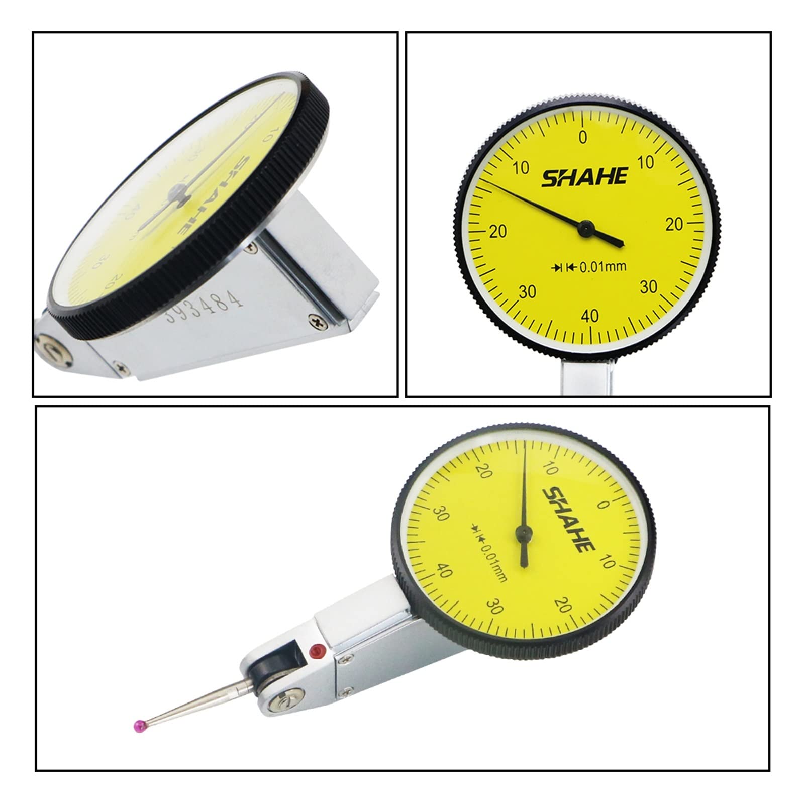 Comparatore Centesimale, Strumenti di precisione 0-0,8 mm 0,01 mm Indicatore di test del quadrante metrico con indicatore di quadrante di misurazione metrico gioiello rosso per Falegnameria, Officine,