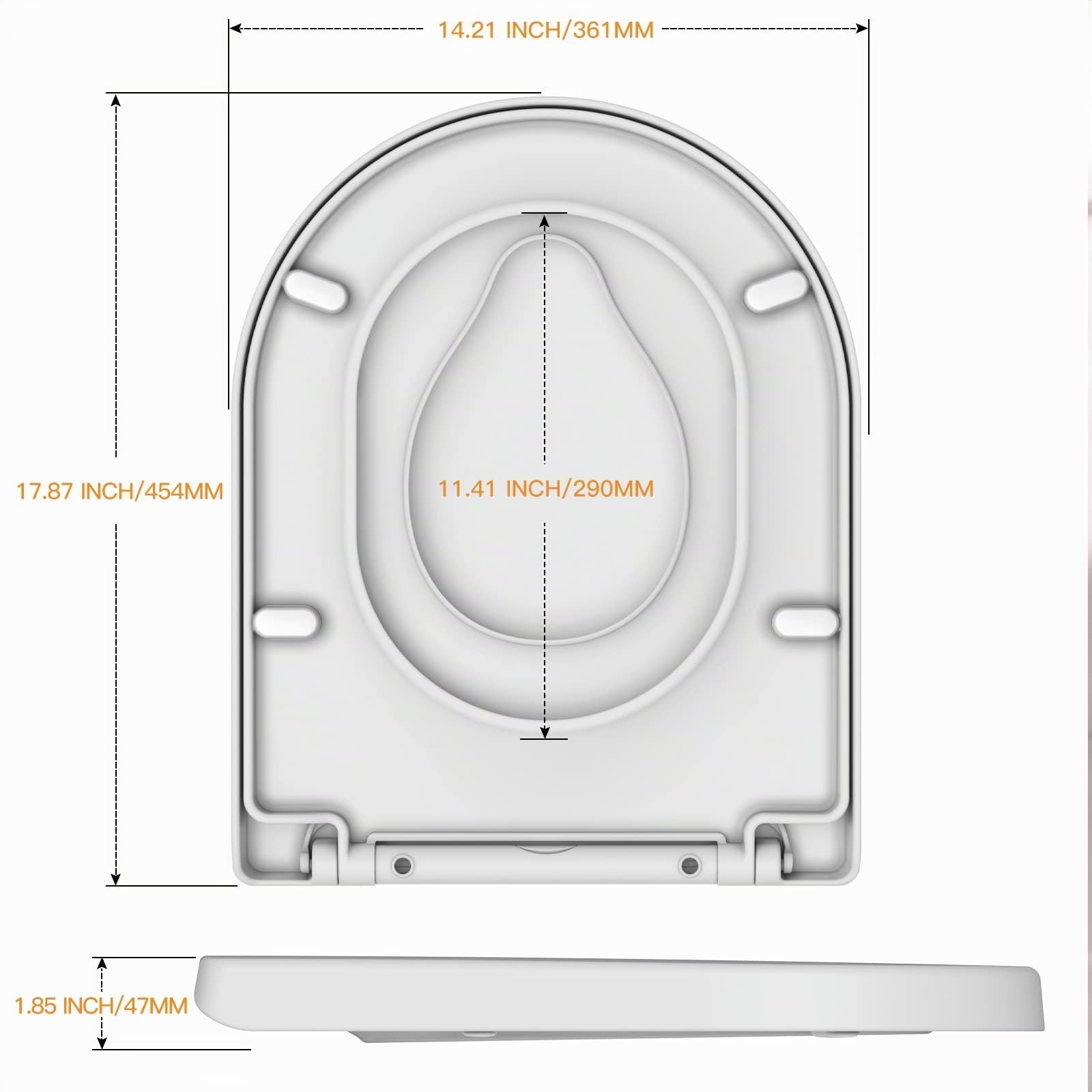 Sedile WC Forma D con Seggiolino Bambini Magnetico, Copriwater Universale in PP Spesso, Chiusura Rallentata Soft Close, Quick-Release, Antiscivolo, Facile da Pulire, Bianco per Famiglia