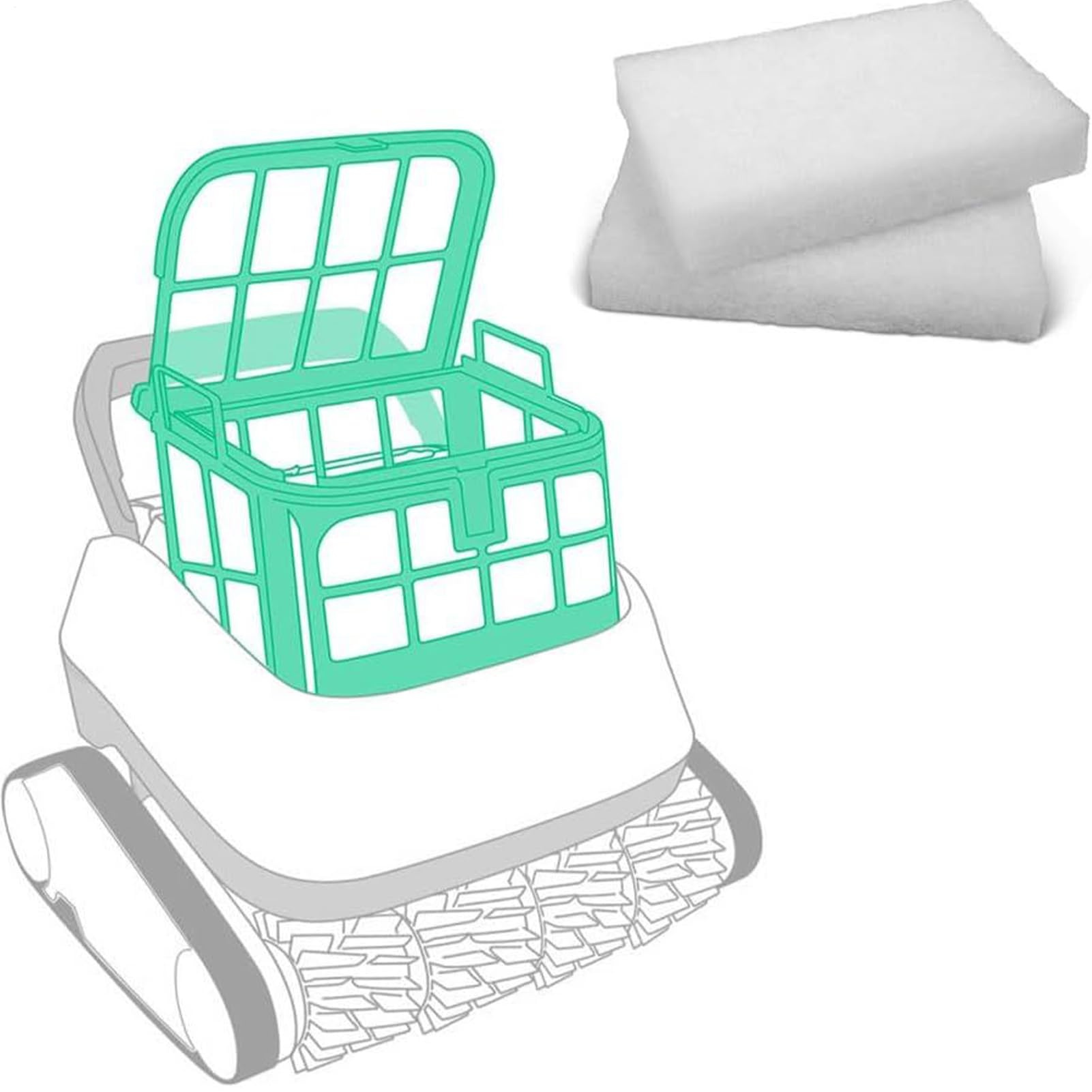 Podkładki filtrujące kompatybilne z Meranus Power 4,1, 4 odkurzacze basenowe, robot basenowy – filtr dokładny, 25 x 16 x 4 cm, części zamienne do usuwania brudu i kurzu, 4 sztuki